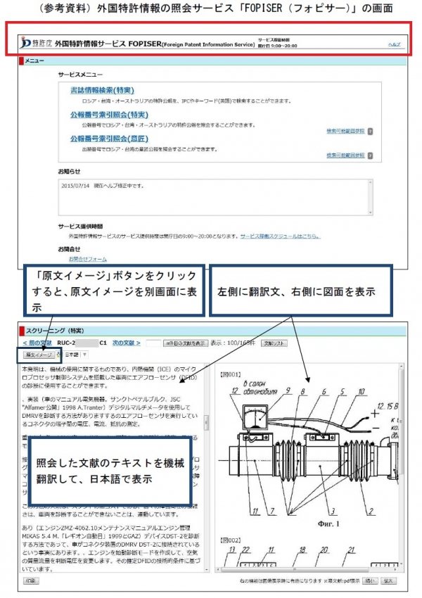【海外】 外国特許情報照会サービス「FOPISER(フォピサー)」2015年8月7日より開始